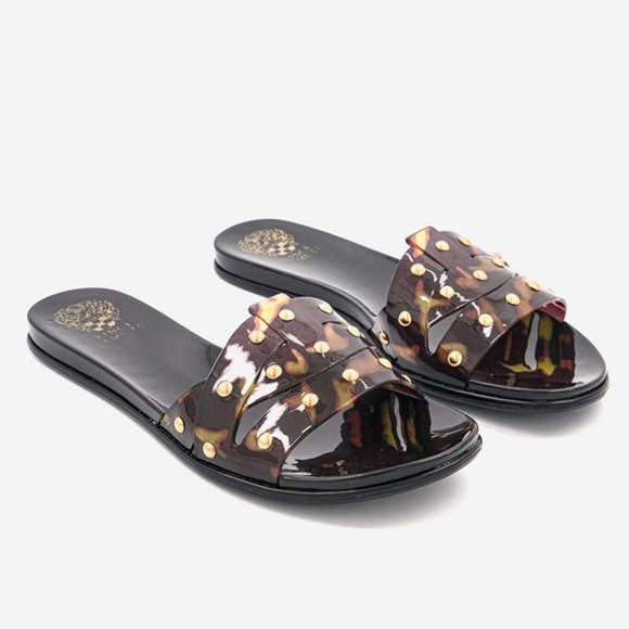 Vince Camuto Black and Brown Studded Sandals - Picture 1 of 11
